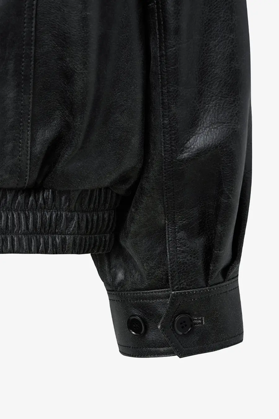 MUSINSA | INSILENCE Distressed Leather Jacket BLACK