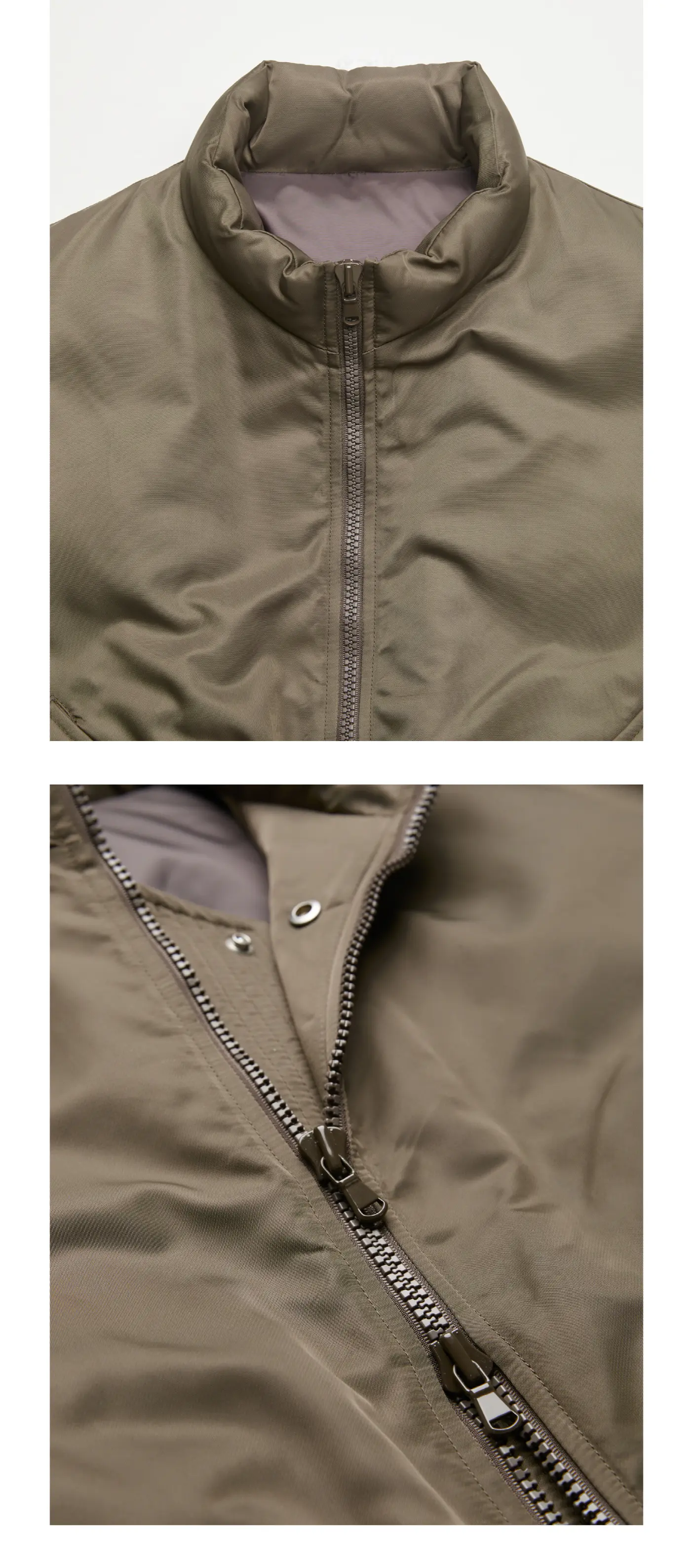 MUSINSA | COOR Stand Collar Neck Down Puffer (Olive Khaki)