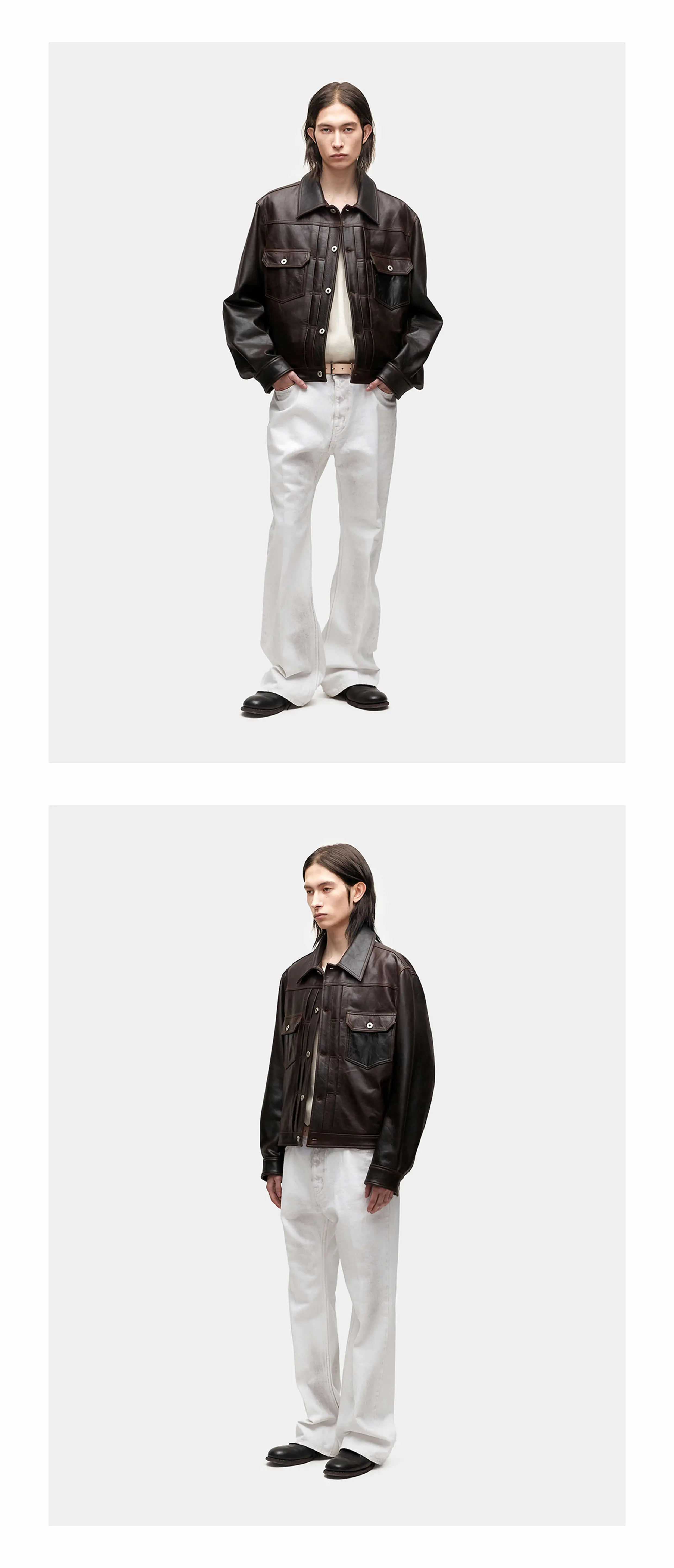 MUSINSA | COOR Lambskin pocket trucker jacket (dark brown)