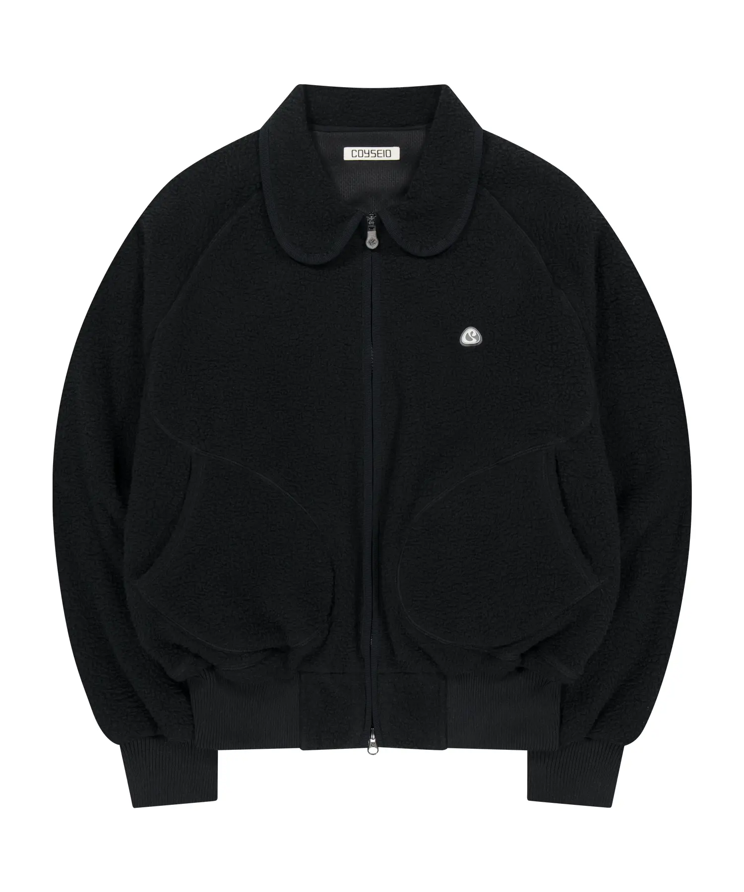 MUSINSA公式 | COYSEIO ROUND COLLAR FLEECE JACKET BLACK