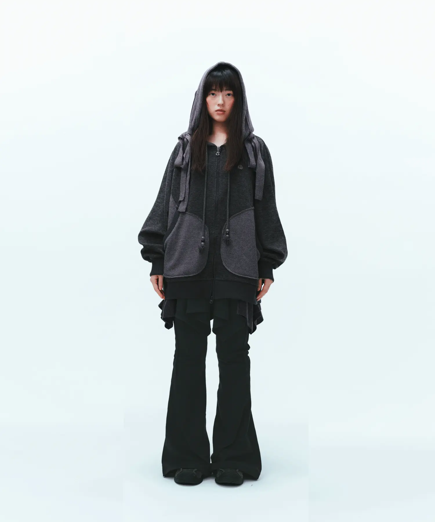 MUSINSA公式 | COYSEIO EARMUFFS HOOD ZIP-UP CHARCOAL