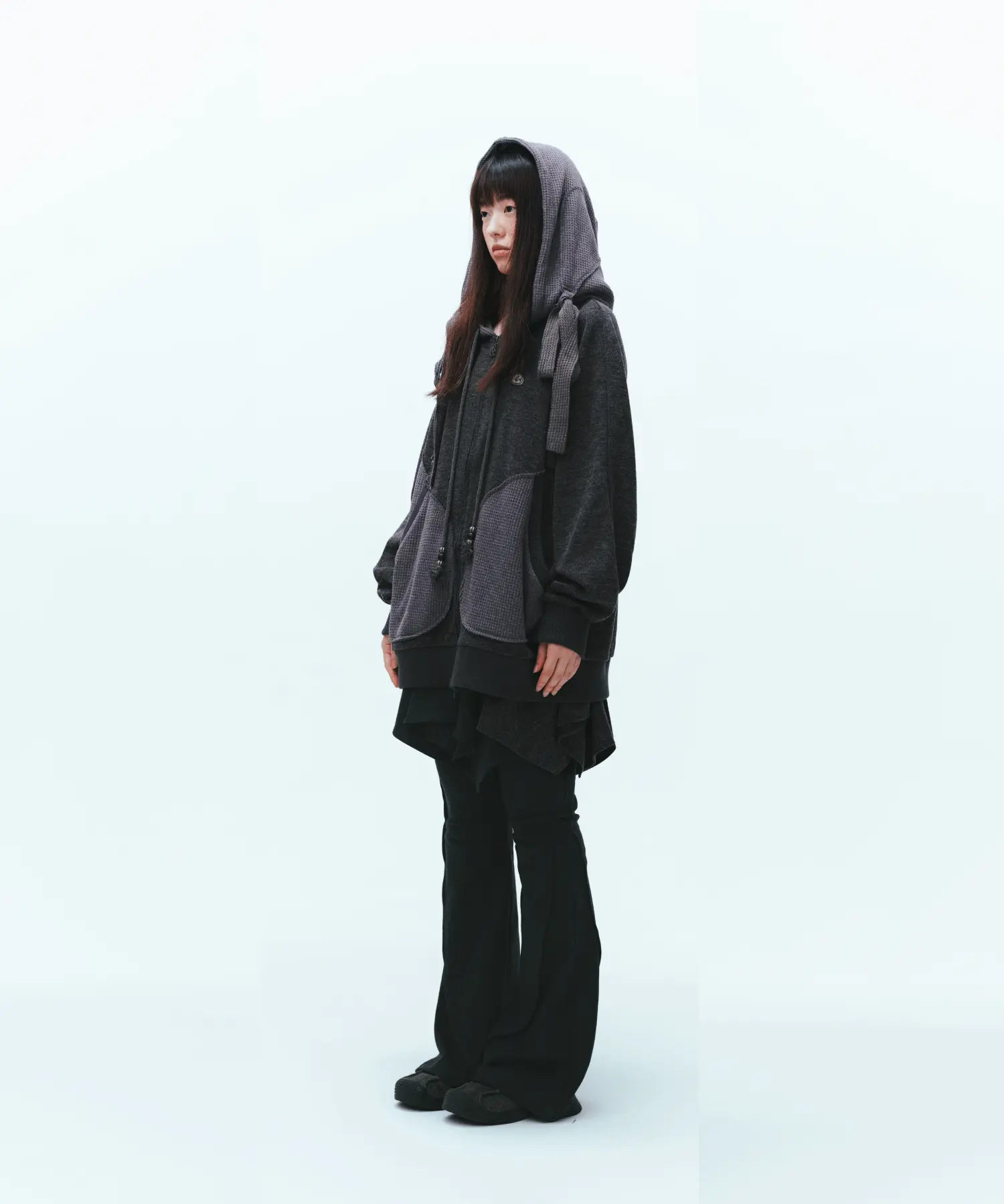 MUSINSA公式 | COYSEIO EARMUFFS HOOD ZIP-UP CHARCOAL
