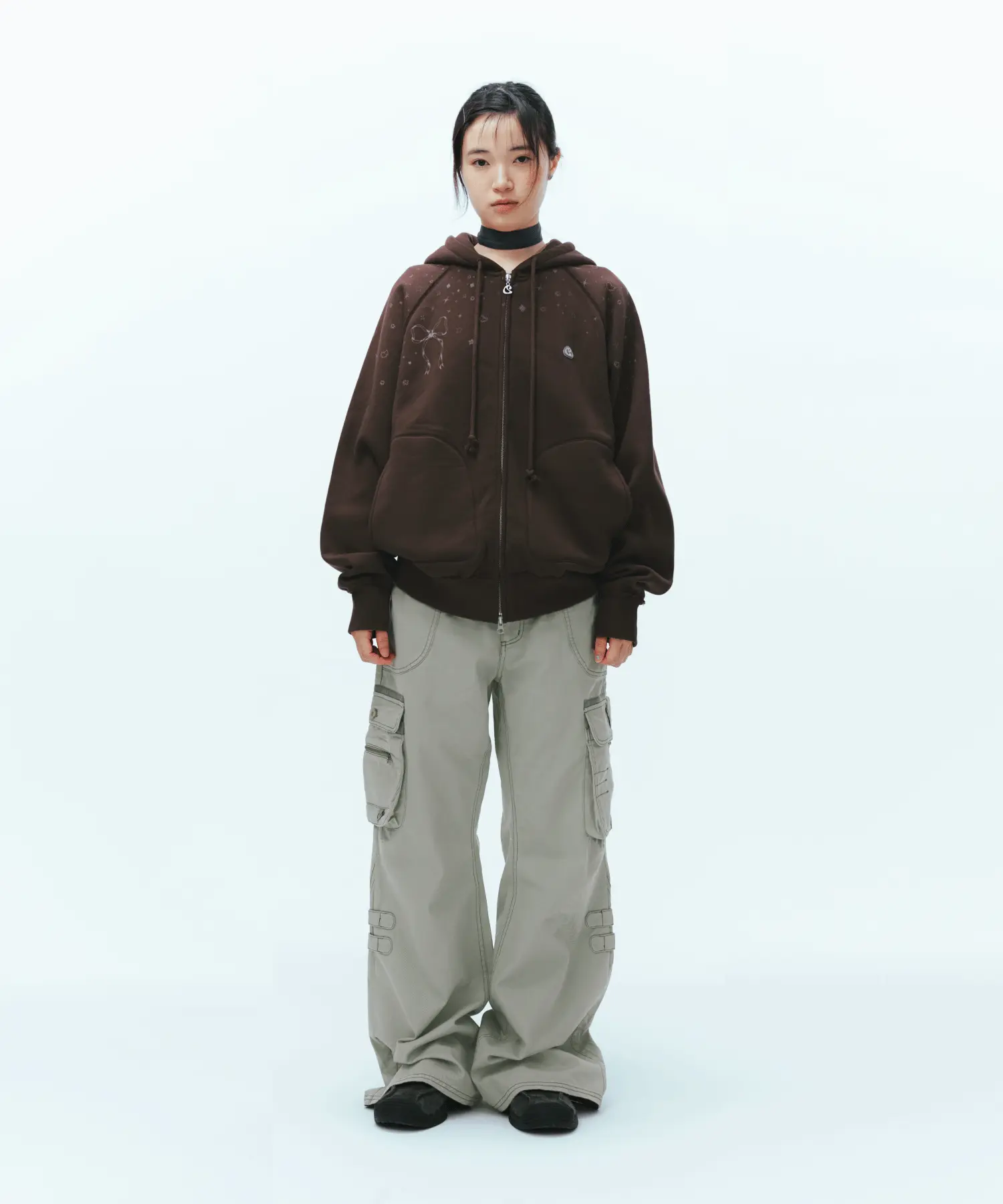 MUSINSA | COYSEIO TWINKLE HOOD ZIP-UP DARK BROWN