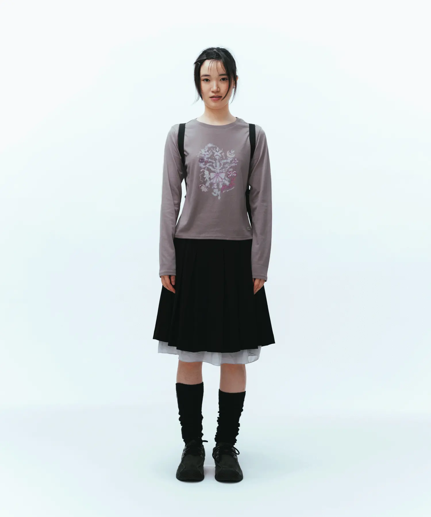 MUSINSA公式 | COYSEIO DOUBLE WAISTED PLEATS SKIRT BLACK