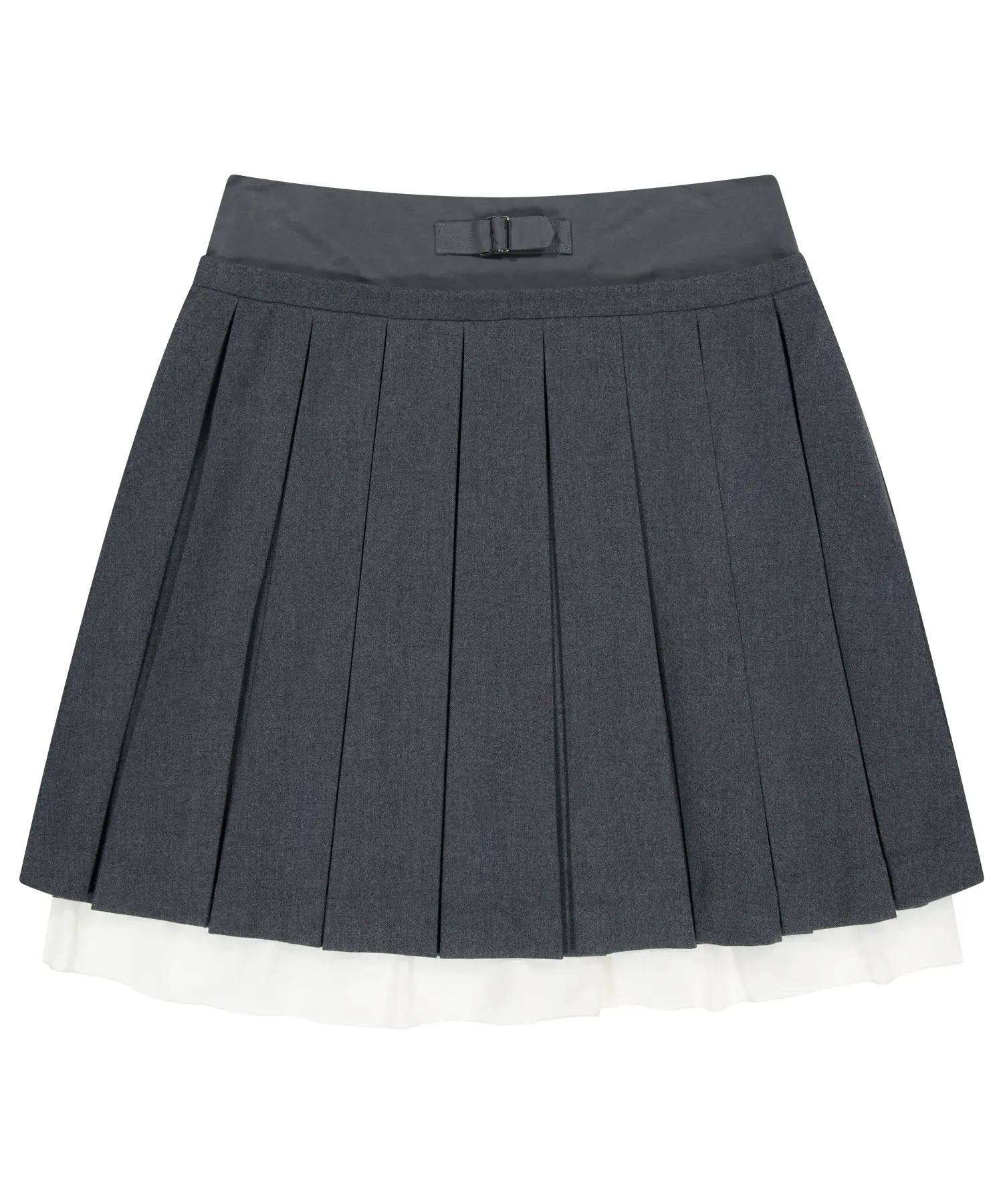 MUSINSA | COYSEIO DOUBLE WAISTED PLEATS SKIRT GREY