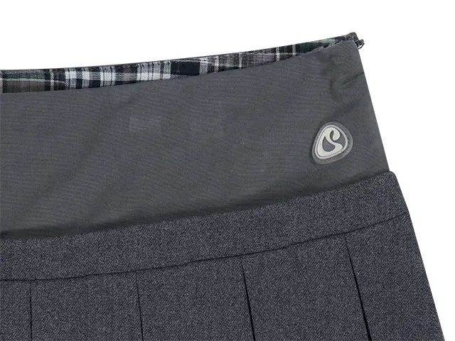 MUSINSA | COYSEIO DOUBLE WAISTED PLEATS SKIRT GREY