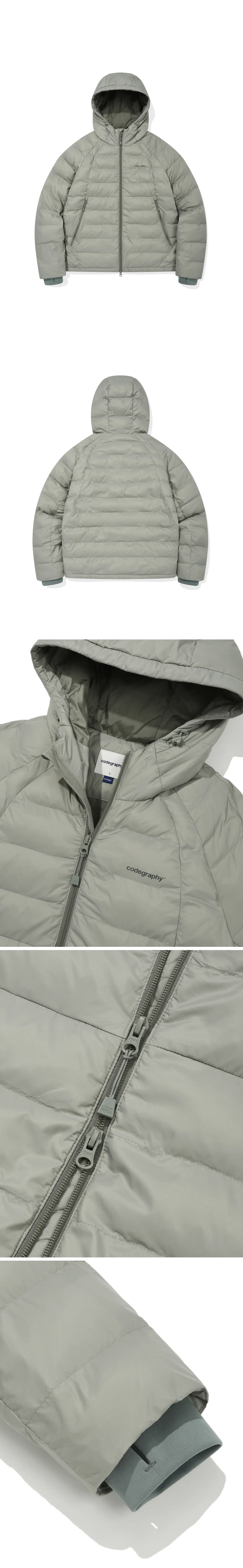 MUSINSA | Codegraphy Hooded lightweight padded jumper_Sage Green
