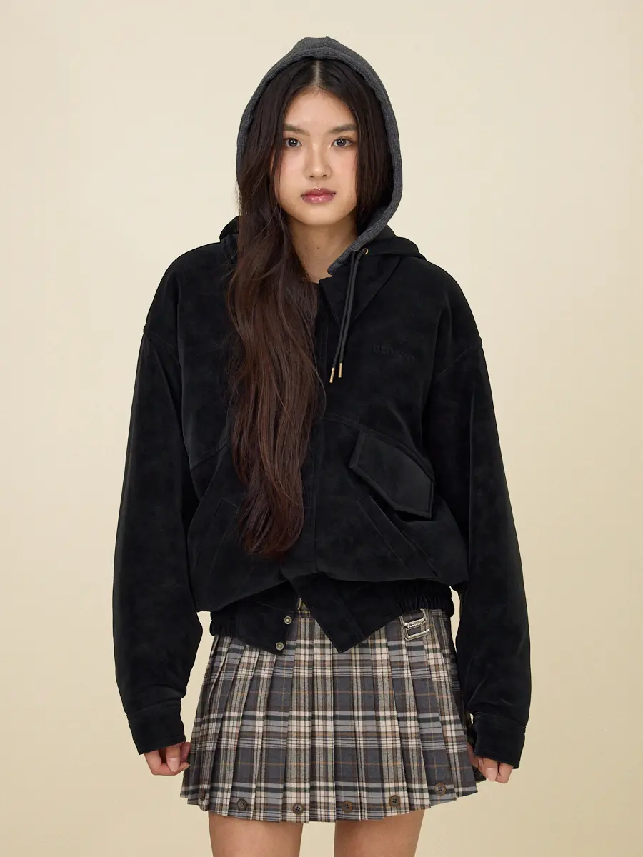 MUSINSA公式 | GLOWNY URBAN SUEDE JUMPER (BLACK)