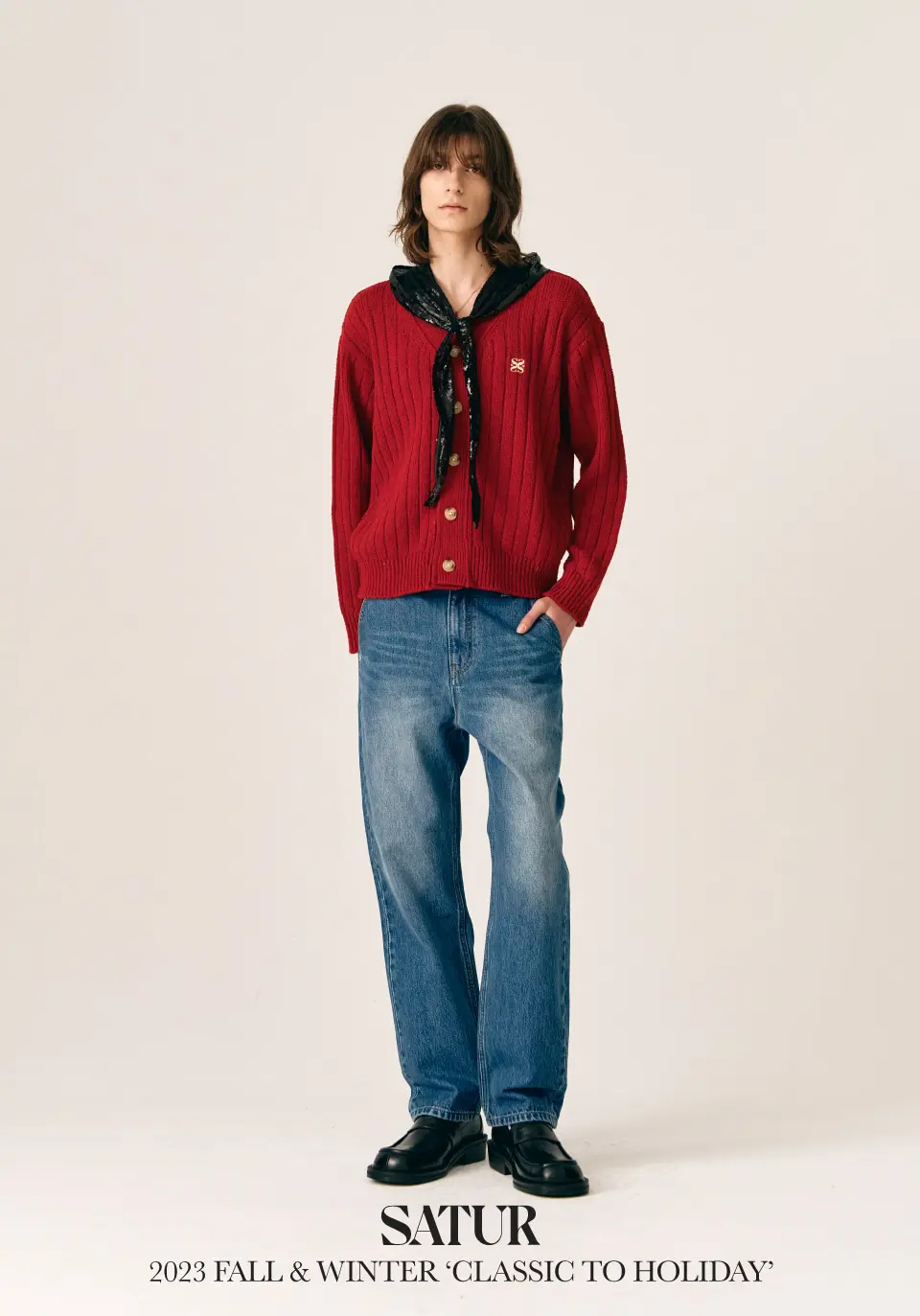 MUSINSA | SATUR Formal straight denim pants mid blue