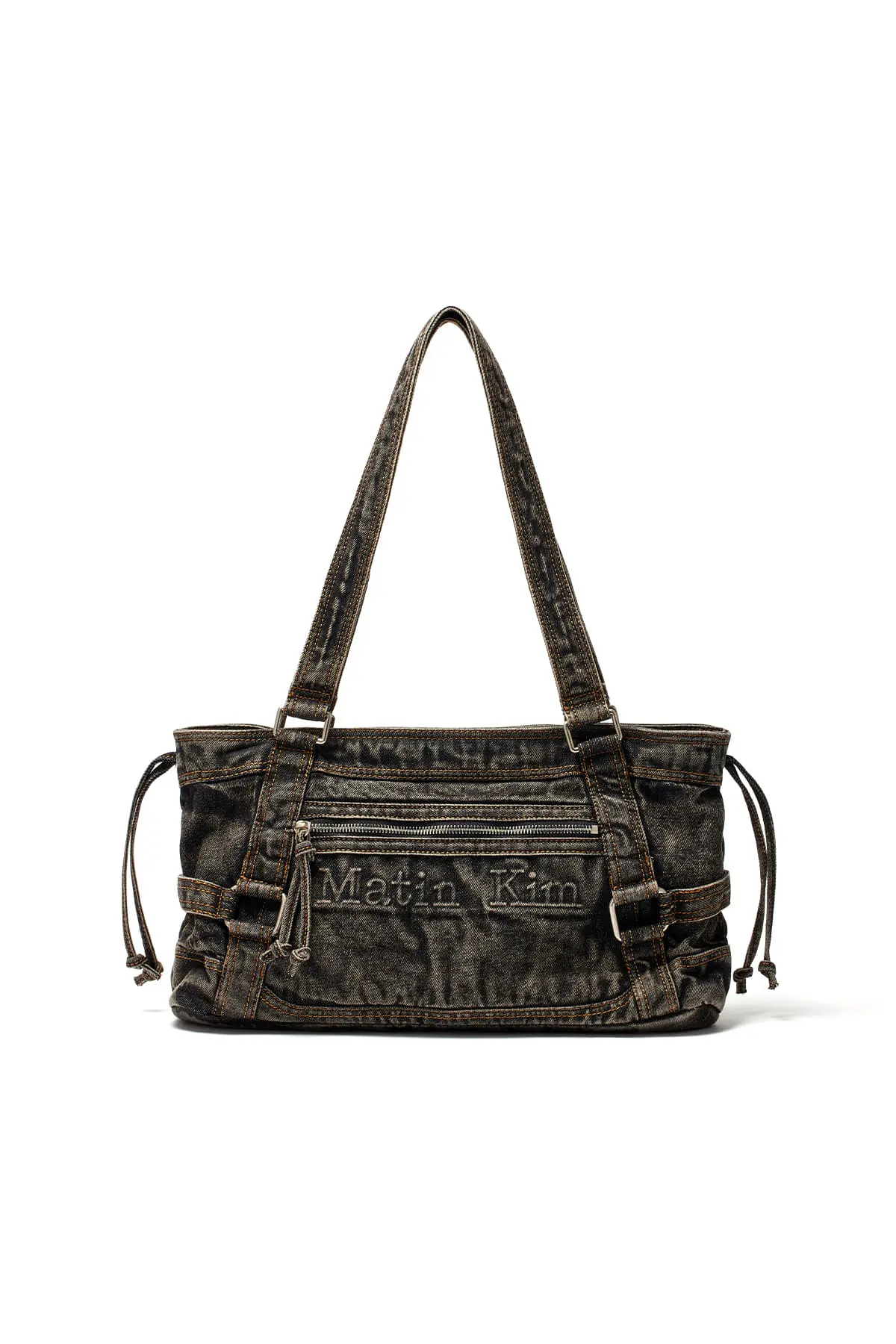 MATIN KIM MATIN WASHED DENIM SQUARE BAG IN BLACK - 公式 新品未使用 