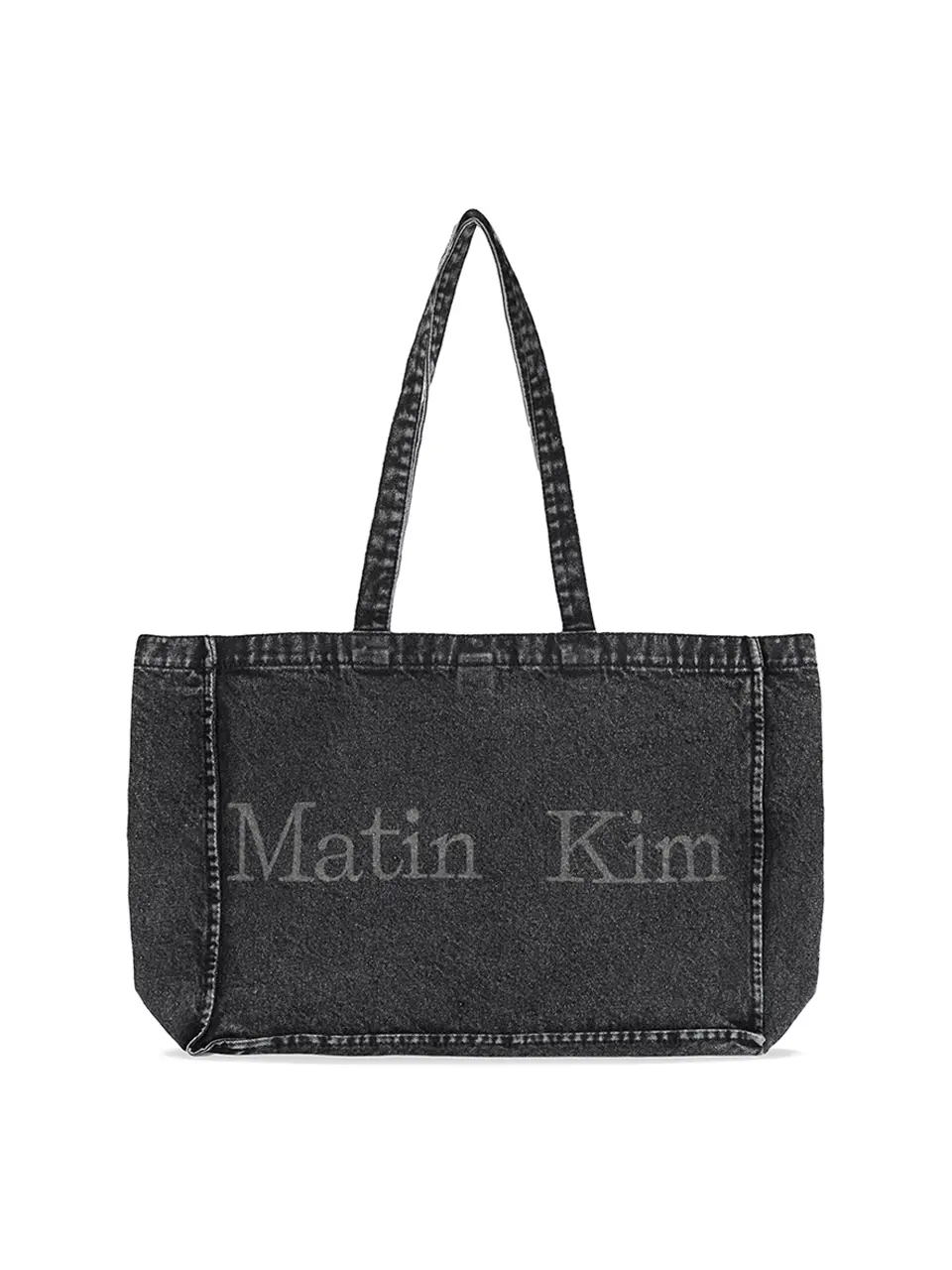 MATIN WASHED DENIM TOTE BAG IN DARK GREY matin kim デニムブラック 