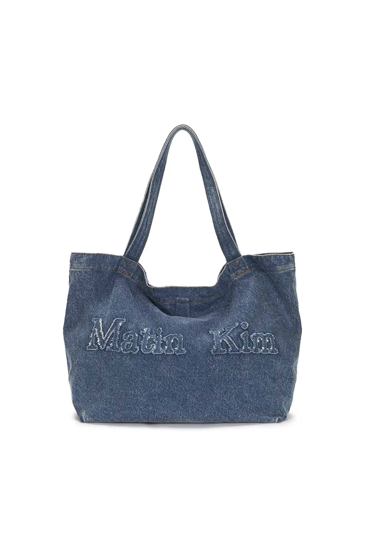 MUSINSA公式 | MATIN KIM LOGO WASHED DENIM TOTE BAG IN BLACK 