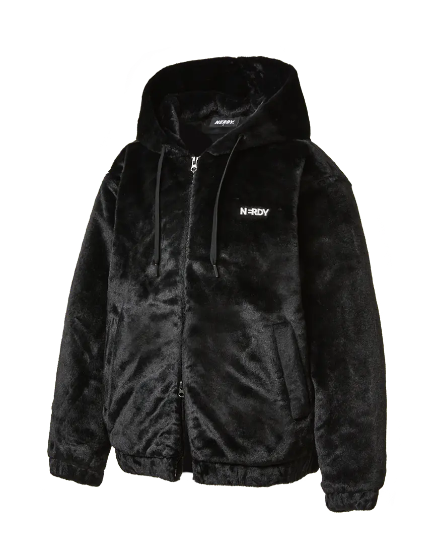 MUSINSA | NDY Faux Fur Hoodie Zip-Up (Black/Ivory/Light Blue)