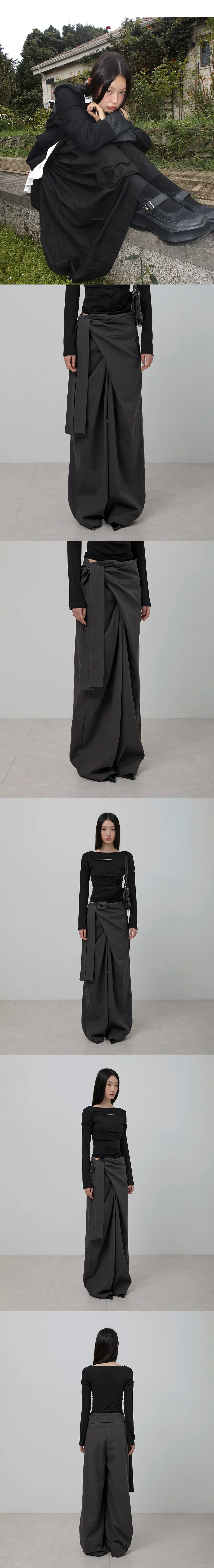 MUSINSA | FLAREUP Layered Wrap Trousers (FL-255_Black)